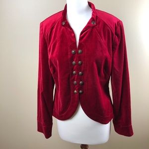 Chelsea  & Theodore Cranberry Red Velvet Jacket